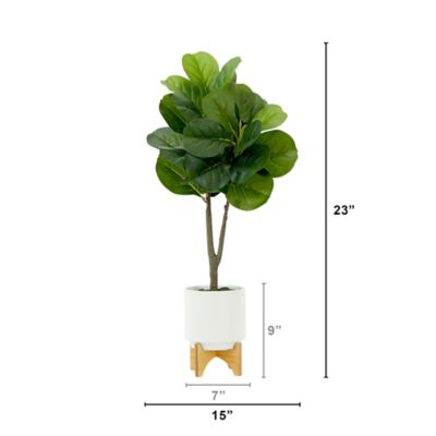 Image showing  33 in. Artificial Fiddle Fig with Stand Planter