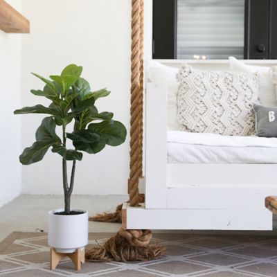 Image showing  33 in. Artificial Fiddle Fig with Stand Planter