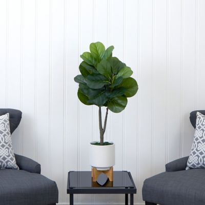 Image showing  33 in. Artificial Fiddle Fig with Stand Planter
