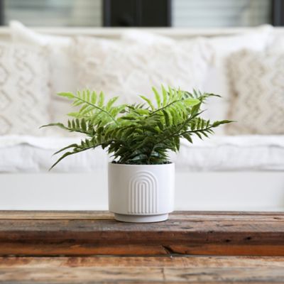Image showing  13 in. Artificial Boston Fern Plant in Decorative Planter