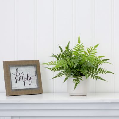 Image showing  13 in. Artificial Boston Fern Plant in Decorative Planter