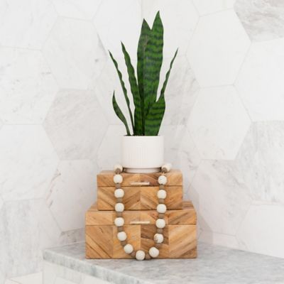 Image showing  16 in. Artificial Sansevieria Snake Plant in Decorative Planter