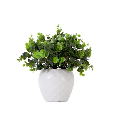 Nearly Natural 11 in. Artificial Boxwood Plant in Decorative Planter