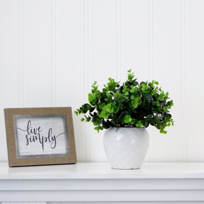 Image showing  11 in. Artificial Boxwood Plant in Decorative Planter
