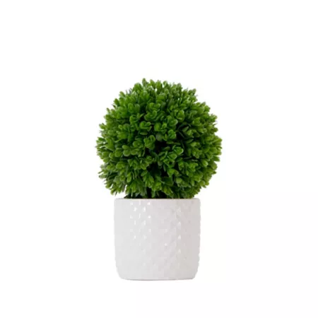 Nearly Natural 10" Artificial Boxwood Topiary Plant in Decorative Planter Artificial Plants & Flowers