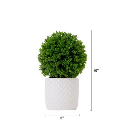 Image showing  10 in. Artificial Boxwood Topiary Plant in Decorative Planter