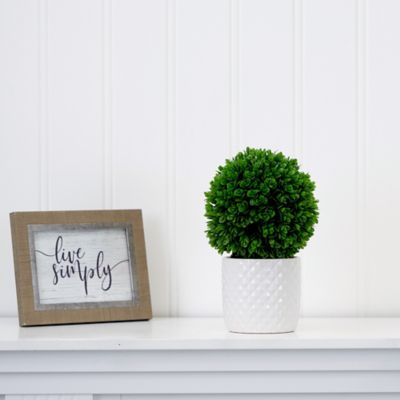 Image showing  10 in. Artificial Boxwood Topiary Plant in Decorative Planter