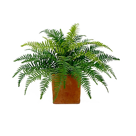 Nearly Natural 22 in. Artificial Fern Plant in Decorative Planter