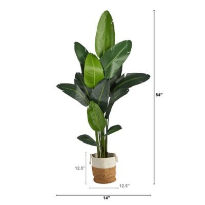 Image showing  7 ft. Artificial Travelers Palm Tree with Handmade Jute and Cotton Basket