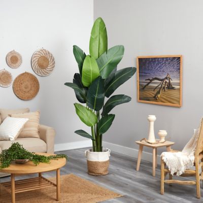 Image showing  7 ft. Artificial Travelers Palm Tree with Handmade Jute and Cotton Basket