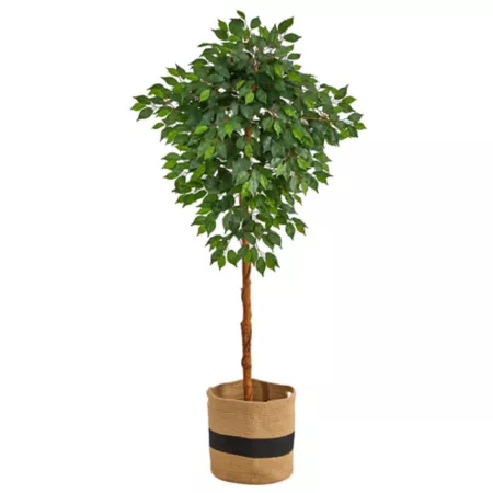 6 ft Almost Natural Artificial Ficus with Handmade Jute and Cotton Basket Artificial Plants & Flowers