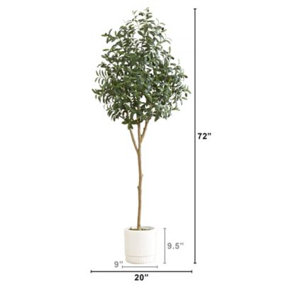Image showing  6 ft. Artificial Olive Tree with White Decorative Planter