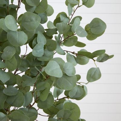 Image showing  6 ft. Artificial Eucalyptus Tree with White Decorative Planter