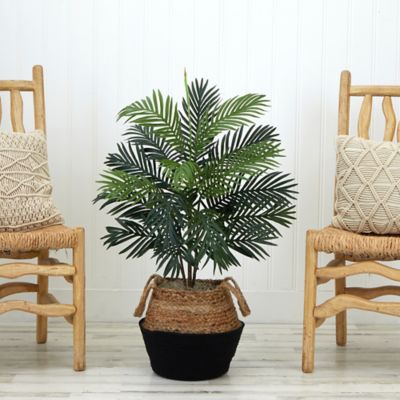 Image showing  3 ft. Artificial Areca Palm Tree with Handmade Jute & Cotton Basket DIY KIT