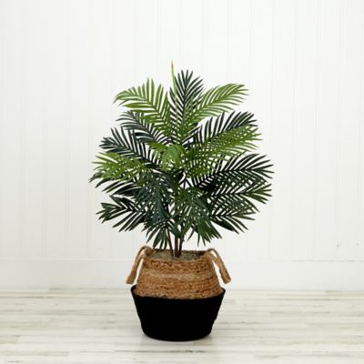 Image showing  3 ft. Artificial Areca Palm Tree with Handmade Jute & Cotton Basket DIY KIT