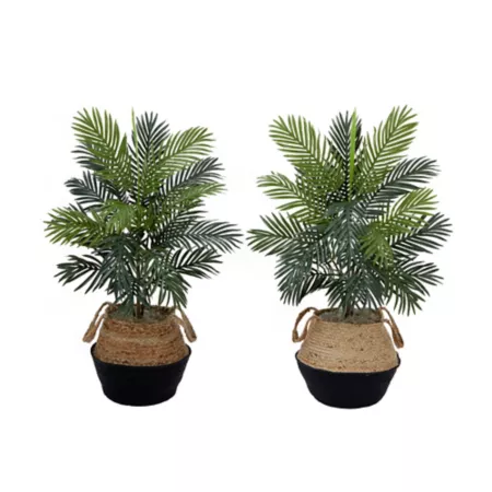 Nearly Natural 3 Foot Artificial Areca Palm Tree with Handmade Jute and Cotton Basket (Set of 2) Artificial Plants & Flowers