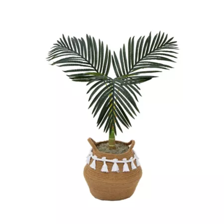 Nearly Natural 3 Foot Artificial Gold Cane Palm Tree with Handmade Jute and Cotton Basket with Tassels DIY KIT Artificial Plants & Flowers