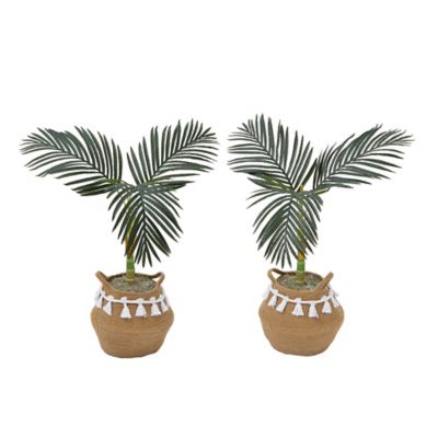 Nearly Natural 3 ft. Artificial Golden Cane Palm Tree with Handmade Jute & Cotton Basket with Tassels DIY KIT  (Set of 2)