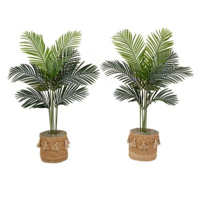 Nearly Natural 4 ft. Artificial Paradise Palm Tree with Handmade Jute & Cotton Basket with Tassels DIY KIT  (Set of 2)