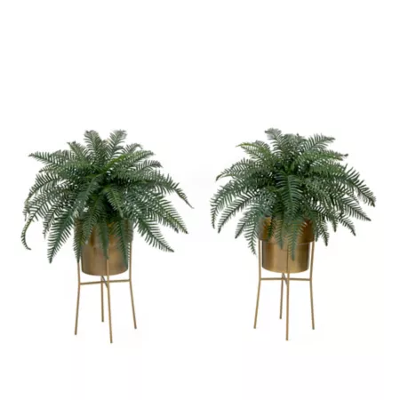 Nearly Natural 34 in Artificial River Fern Plant in Metal Pot with Stand DIY KIT (Set of 2) Artificial Plants & Flowers