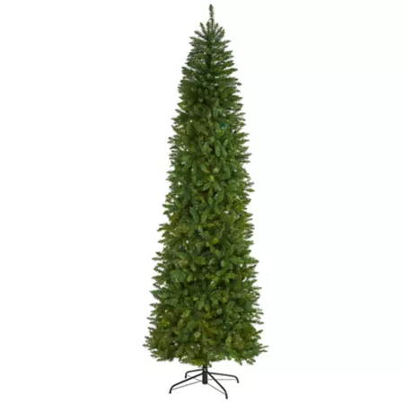 9 ft Nearly Natural Slim Green Mountain Pine Artificial Christmas Tree with 1 860 Bendable Branches Artificial Christmas Trees