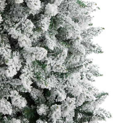 Image showing  9 ft. Slim Flocked Montreal Fir Artificial Christmas Tree with 1860 Bendable Branches