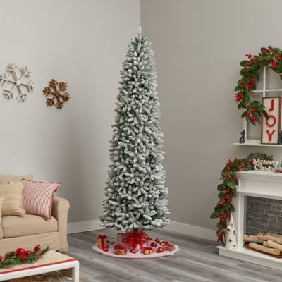 Image showing  9 ft. Slim Flocked Montreal Fir Artificial Christmas Tree with 1860 Bendable Branches