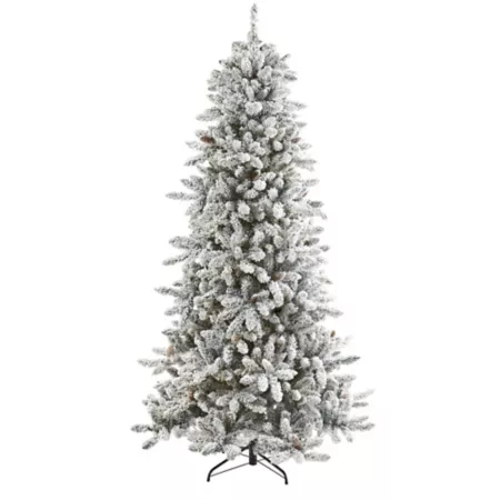 Livingston 7.5 ft Flocked Almost Natural Artificial Christmas Tree with Pine Cones and 1336 Bendable Branches Artificial Christmas Trees