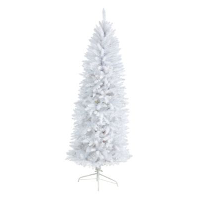 Nearly Natural 6 ft. Slim White Artificial Christmas Tree with 743 Bendable Branches