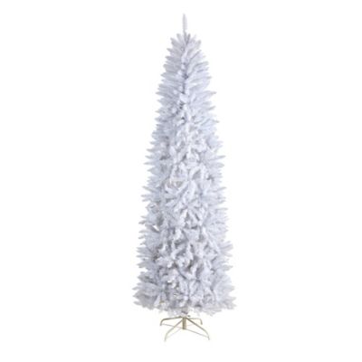 Nearly Natural 8 ft. Slim White Artificial Christmas Tree with 1348 Bendable Branches