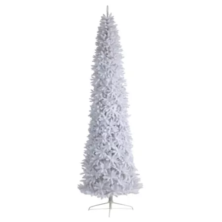 Nearly Natural 12 ft Slim White Artificial Christmas Tree with 3235 Bendable Branches Artificial Christmas Trees