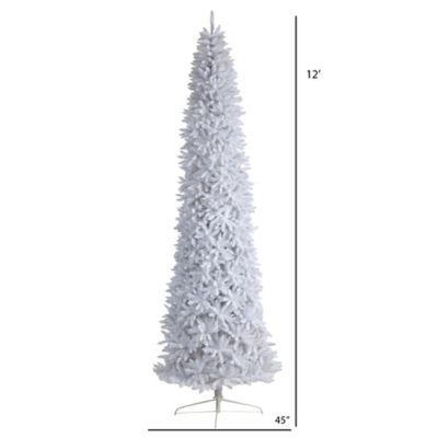 Image showing  12 ft. Slim White Artificial Christmas Tree with 3235 Bendable Branches