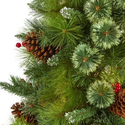 Image showing  5 ft. Montana Mixed Pine Artificial Christmas Tree with Pine Cones, Berries and 510 Bendable Branches