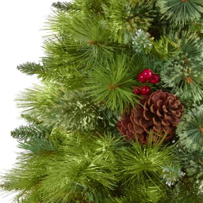 Image showing  6 ft. Montana Mixed Pine Artificial Christmas Tree with Pine Cones, Berries and 814 Bendable Branches