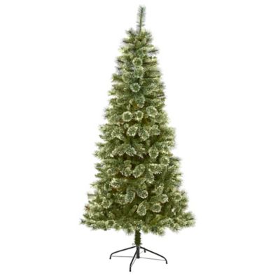Nearly Natural 7 ft. Wisconsin Slim Snow Tip Pine Artificial Christmas Tree with 652 Bendable Branches