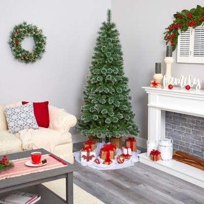 Image showing  7 ft. Wisconsin Slim Snow Tip Pine Artificial Christmas Tree with 652 Bendable Branches