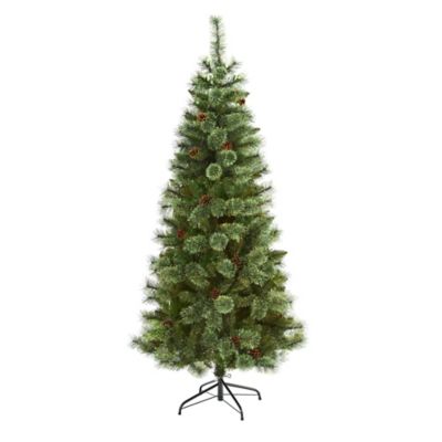 Nearly Natural 6 ft. White Mountain Pine Artificial Christmas Tree with 477 Bendable Branches