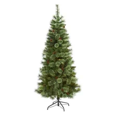 Nearly Natural 6-Foot White Pine Artificial Christmas Tree with 477 Bendable Branches Artificial Christmas Trees