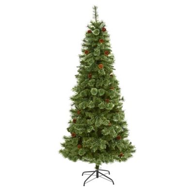 Nearly Natural 7 ft. White Mountain Pine Artificial Christmas Tree with 723 Bendable Branches