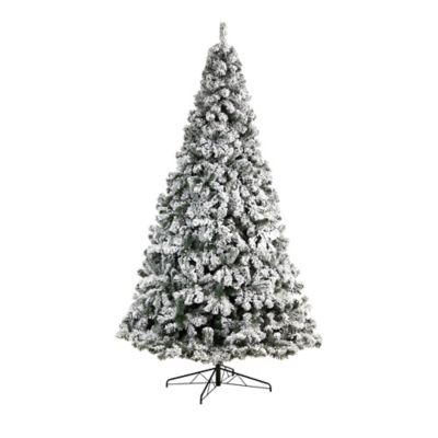 Nearly Natural 10 ft. Flocked West Virginia Fir Artificial Christmas Tree with 1680 Bendable Branches