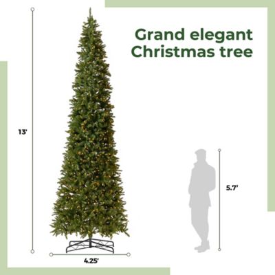 Image showing  13 ft. Prelit Artificial Slim Green Mountain Pine Christmas Tree