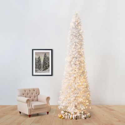 Image showing  13 ft. Slim White Artificial Christmas Tree with 1350 Warm White LED Lights and 3924 Bendable Branches