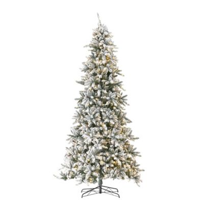 Image showing  10 ft. Prelit Flocked Livingston Fir Artificial Christmas Tree with Pine Cones