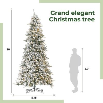 Image showing  11 ft. Prelit Flocked Livingston Fir Artificial Christmas Tree with Pine Cones