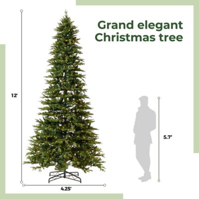 Image showing  11 ft. Pre-Lit Belgium Fir Natural-Look Christmas Tree, 1,250 Clear LED Lights & 4,222 Bendable Branches
