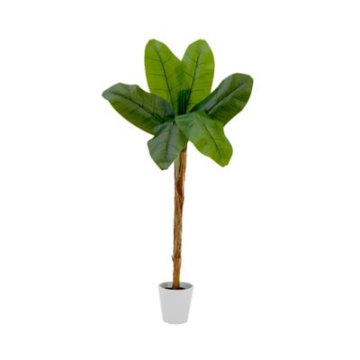 Nearly Natural 4 ft. Artificial Banana Tree in Decorative Planter