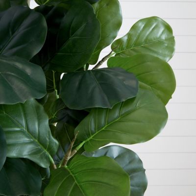 Image showing  6 ft. Artificial Fiddle Leaf Fig Tree in White Decorative Planter