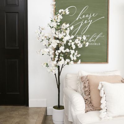 Image showing 6 th Nearly Natural 6 ft. Artificial Cherry Blossom Tree in White Decorative Planter