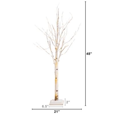 Image showing  4 ft. Pre-Lit Artificial Birch Tree with 50 Warm White LED Lights