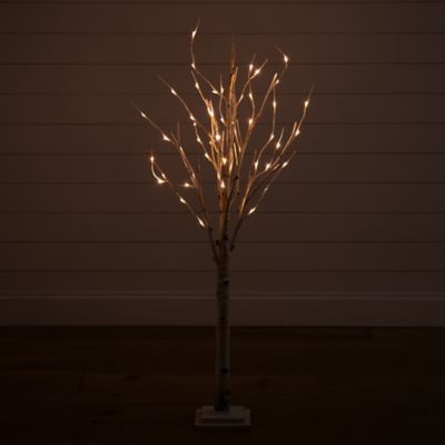 Image showing  4 ft. Pre-Lit Artificial Birch Tree with 50 Warm White LED Lights